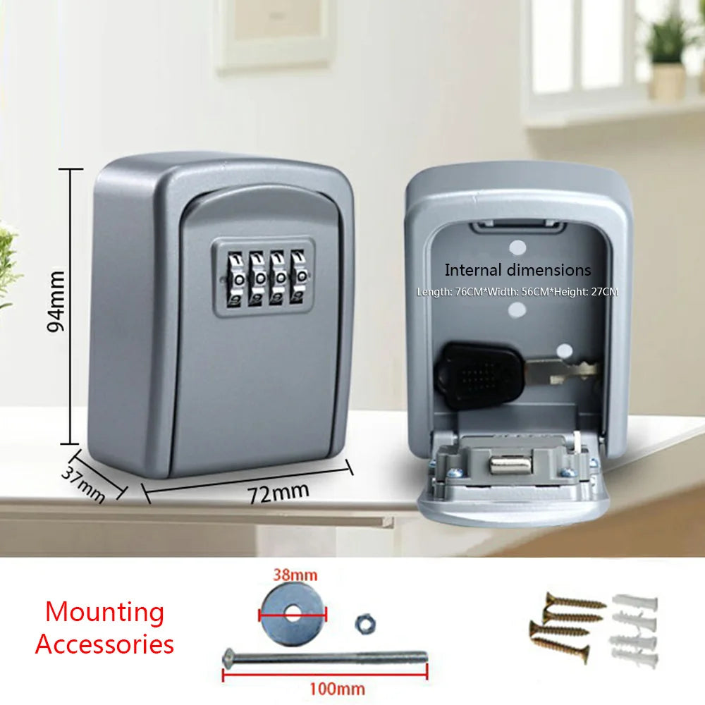 Wall Mount Key Storage Secret Box Organizer 4 Digit Combination Password Security Code Lock No Key Home Key Safe Box caja fuerte