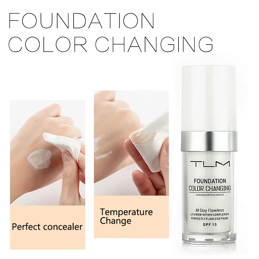 3Pc TLM Foundation Magic Color Changing Foundation Liquid Long Lasting Hydrating Makeup Base maquiagem Soft Matte TUM 30ml