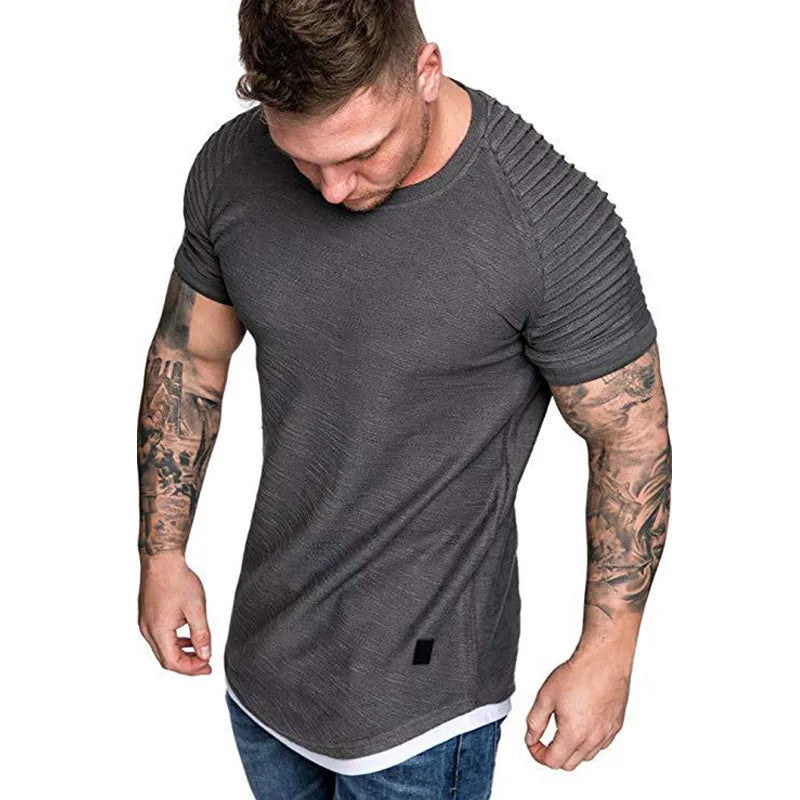 Summer Streetwear T-Shirts Men's Clothing M-3XL Casual Short Sleeve T Shirt Men Slim Fit Solid T Shirts Tops Tee Shirt Homme