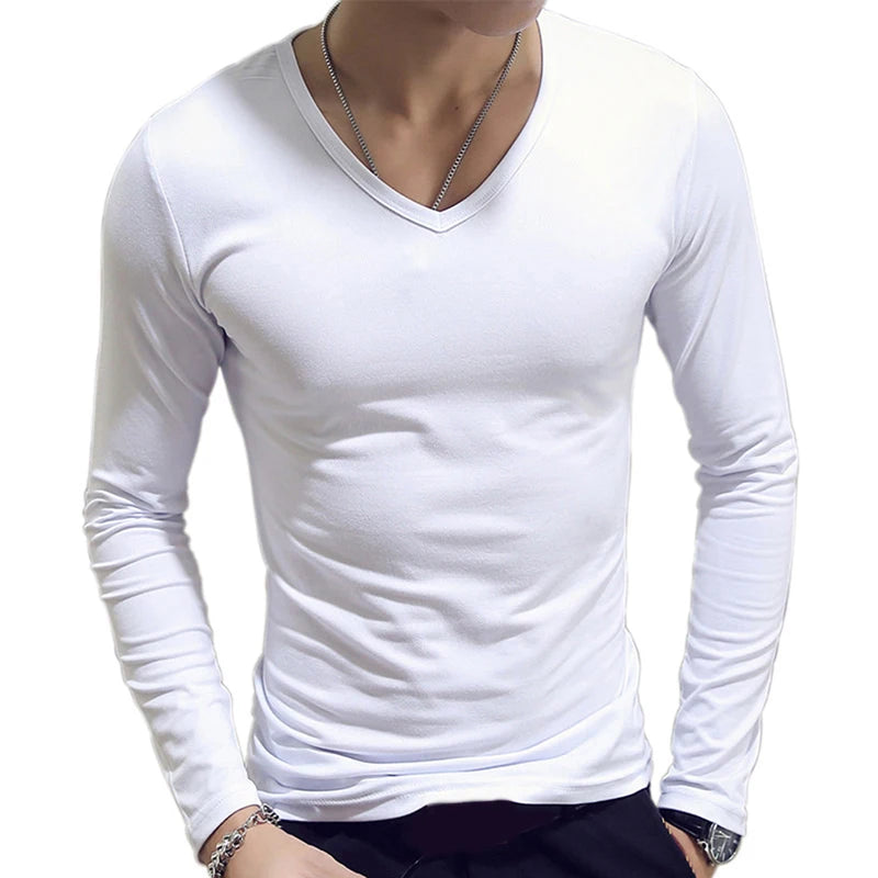 1pc Fashion  Classic Long Sleeve T-Shirt For Men Fitness T Shirts Slim Fit Shirts Designer Solid Tees Tops