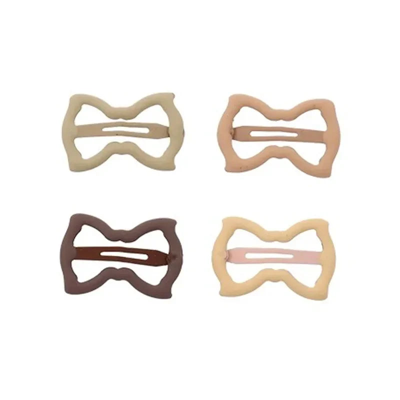 4pc/set Baby Girl Hair Clip Korean Style Milk Tea Color Barrettes for Mother&Kid Simplicity Bang Side Clip Baby Hair Accessories