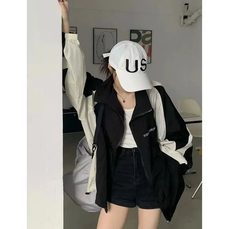 Deeptown Gorpcore Jacket Women Harajuku Fashion Oversize Streetwear Track Jackets Windbreakers Outdoor Causal Thin Outwear Loose