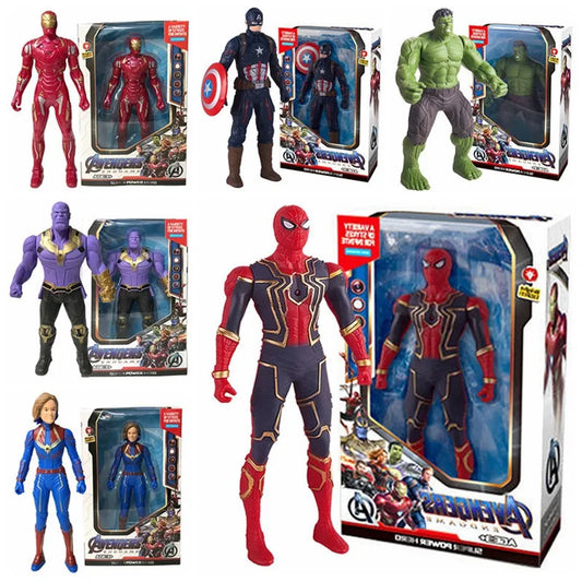 Marvel Avengers Spiderman Iron Man Hulk Superhero Action Figure Classic GK Toy Luminous Hand Movable Kids Fans Birthday  Gifts