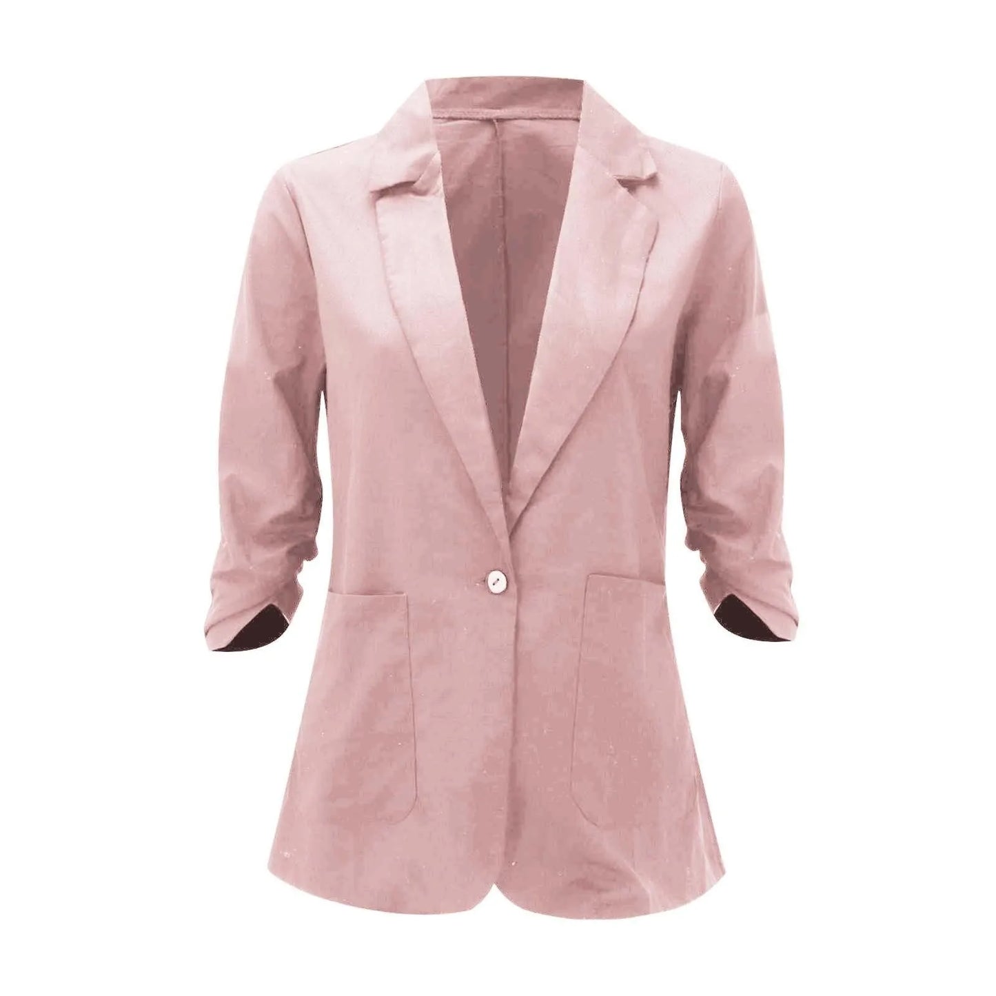 Business Suit Jacket Coat 3/4 Stretchy Ruched Sleeve Fully Lined Lightweight Breathable Casual Work Jacket For Womens Elegant