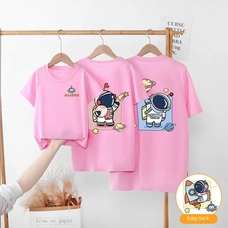 2-12y Summer Parent-child T-shirts Casual Children's Clothing Family matching Outfits Leisure Short Sleeve Top Look kids clothes