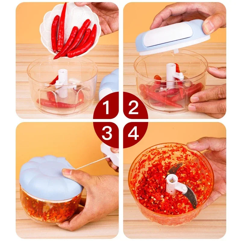 Kitchen Gadget Mini Garlic Chopper Onion Garlic Manual Crusher Multifunctional Garlic Meat Grinder Auxiliary Food Machine