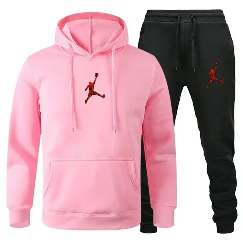 Men's sports suit top+sanitary pants two-piece set fitness jogging sportswear fashion casual street clothing