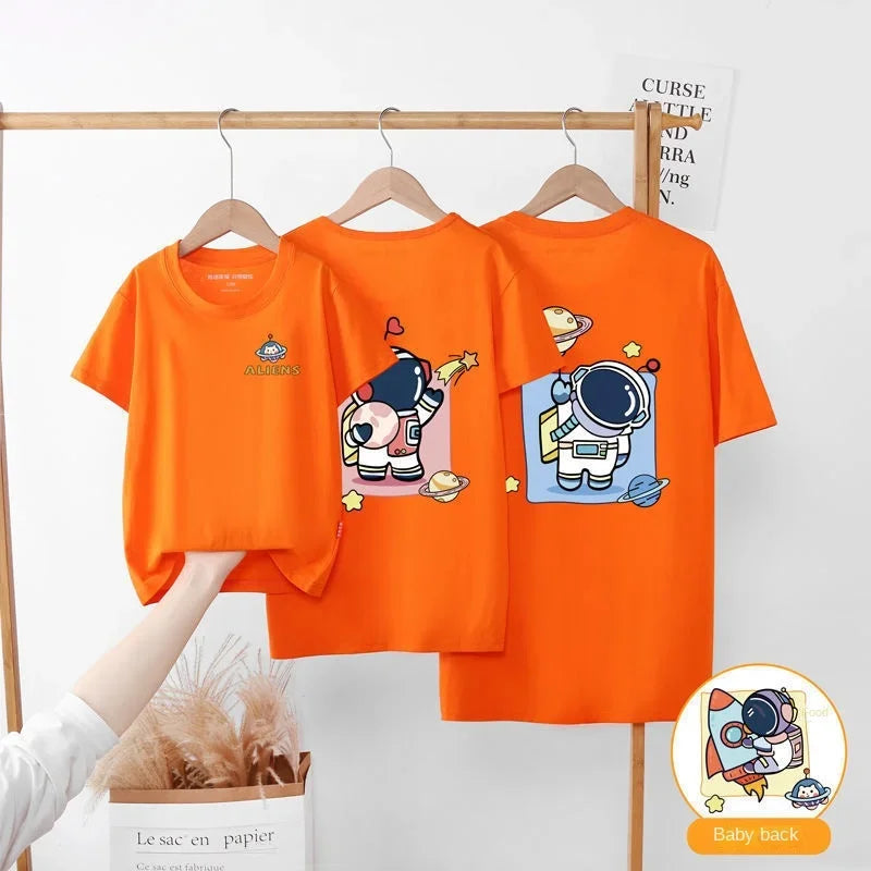 2-12y Summer Parent-child T-shirts Casual Children's Clothing Family matching Outfits Leisure Short Sleeve Top Look kids clothes