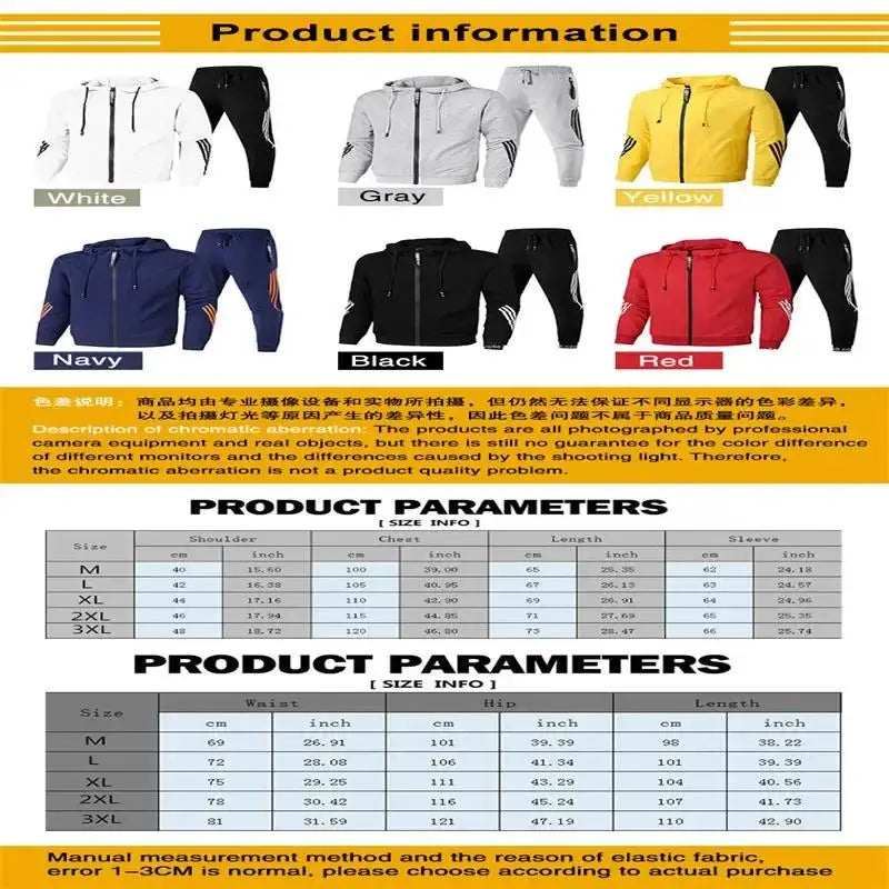 2024 Spring Autumn New Men's Sportswear Set Zipper Jacket+Pants 2-piece for Fashion Casual Jogging Suit