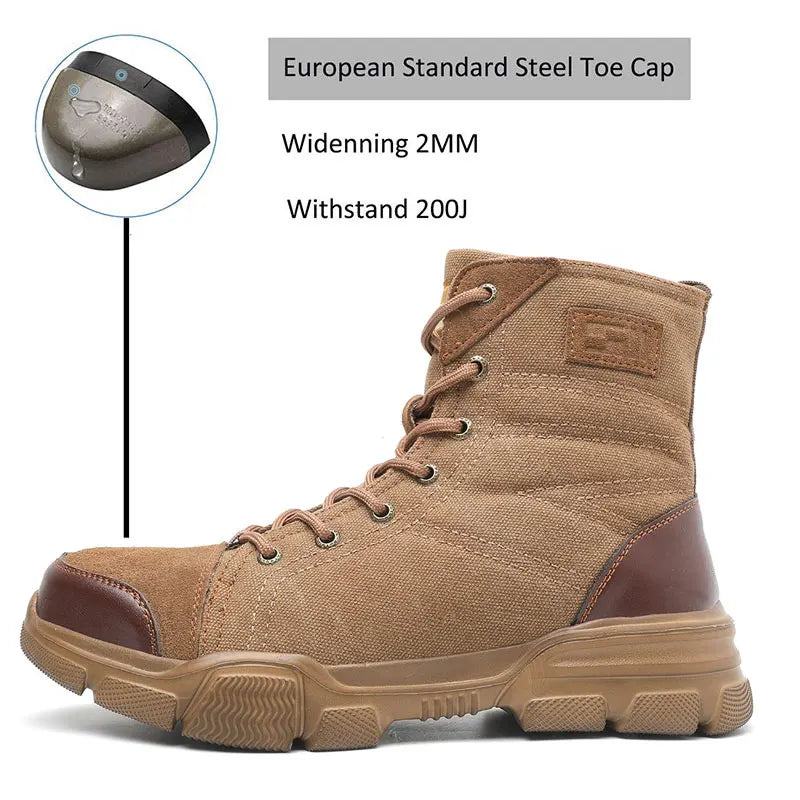 SUADEX Steel Toe Boots for Men Work Boots Indestructible Work Shoes Desert Safety Boots Safety Shoes 36-48