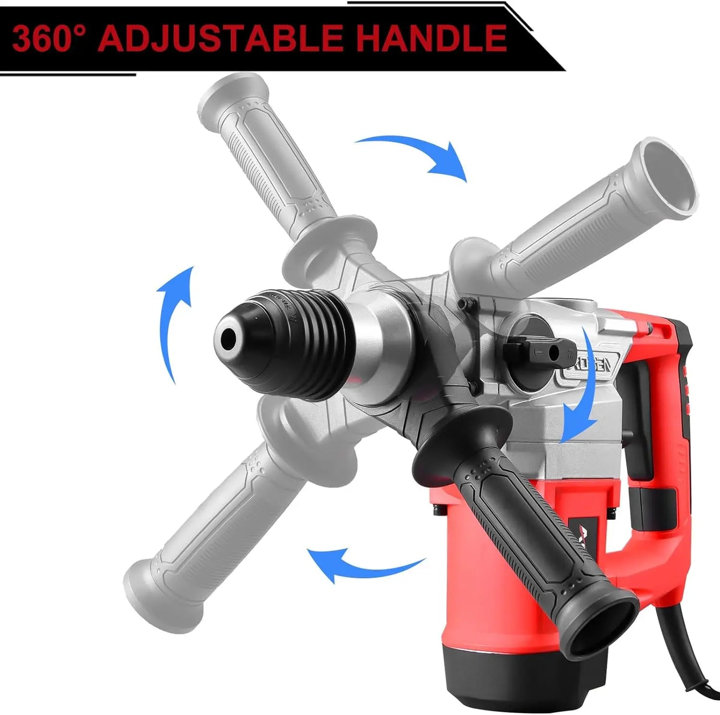 1-1/4 Inch SDS-Plus Rotary Hammer Drill with Vibration Control and Safety Clutch10 Amp Heavy Duty Demolition Hammer