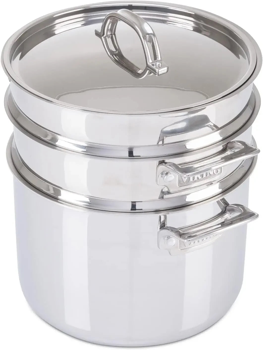 Culinary 3-Ply Stainless Steel Pasta Pot 8 Quart Includes Pasta & Steamer Insert Dishwasher Oven Safe Works on All Cooktops