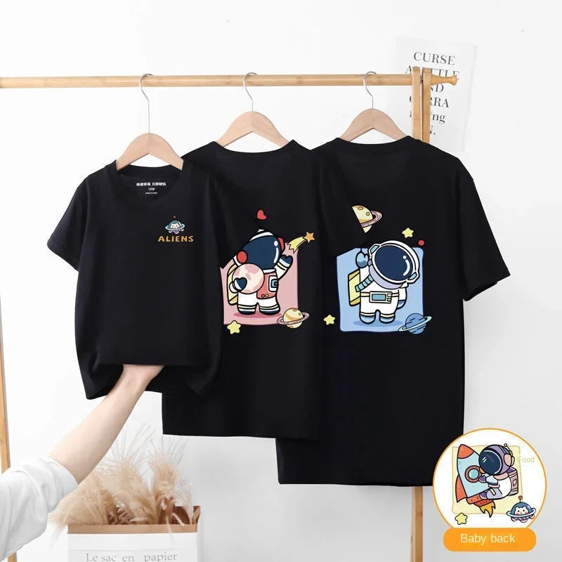 2-12y Summer Parent-child T-shirts Casual Children's Clothing Family matching Outfits Leisure Short Sleeve Top Look kids clothes