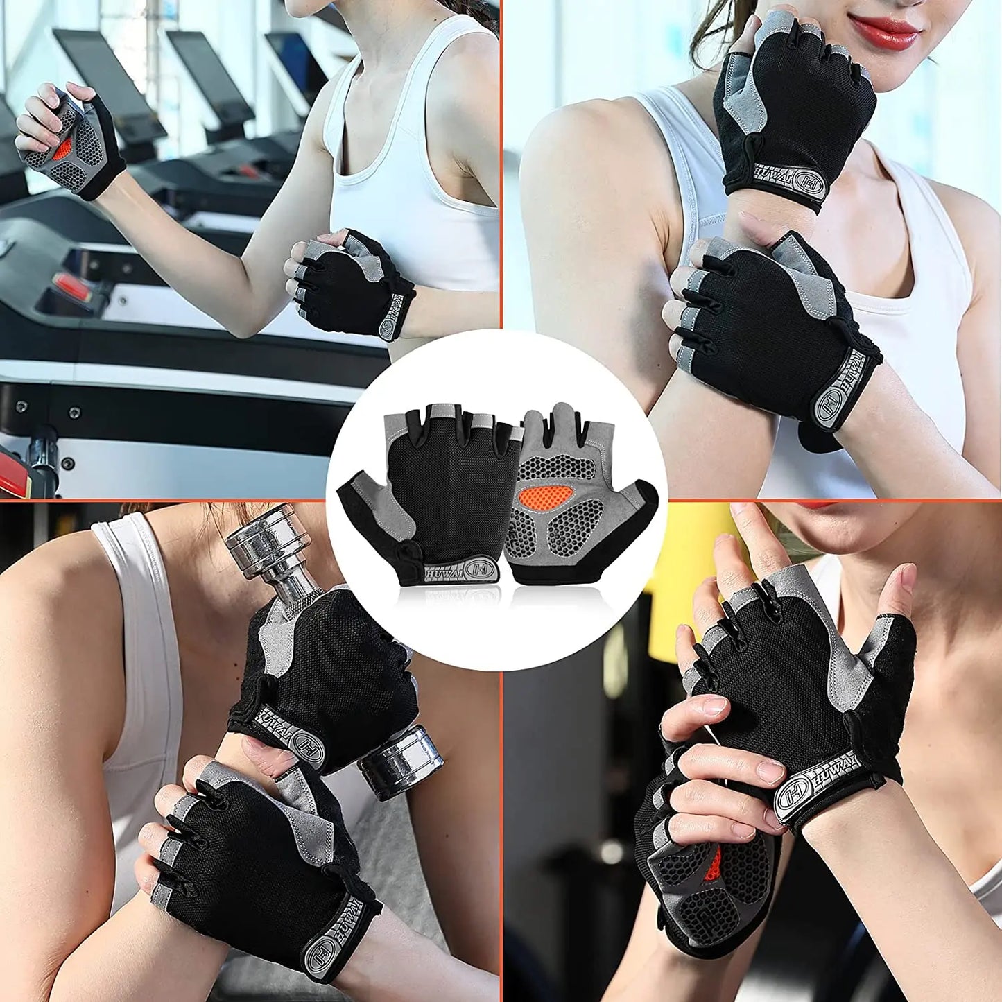 Gym Dumbbell Gloves for Men and Women - Non-Slip, Breathable Half-Finger Weightlifting and Exercise Gloves for Fitness and Cycling