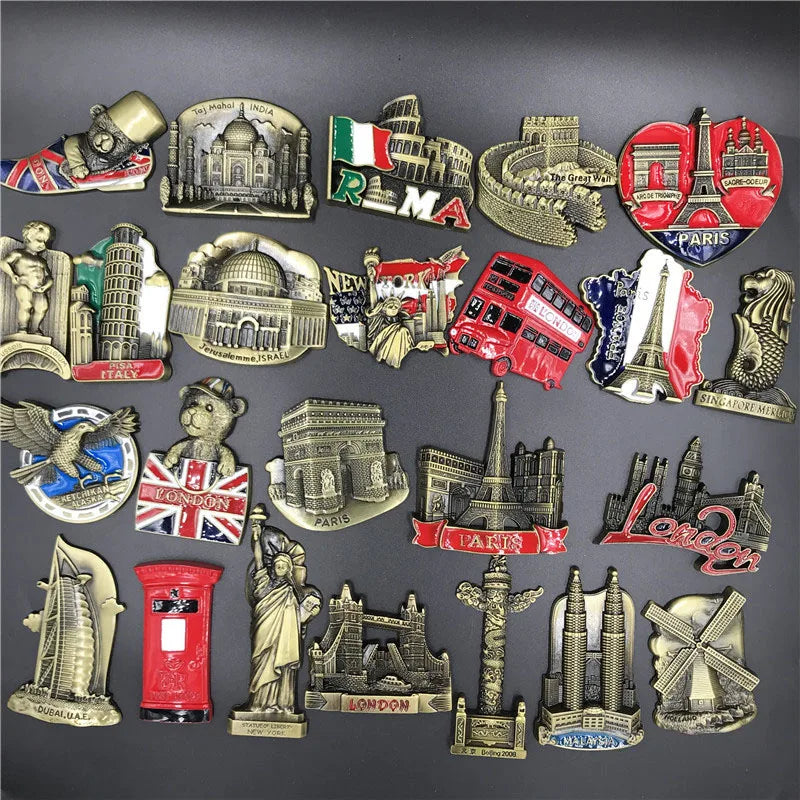 Metal 3d fridge magnets refrigerator pasted American eagle Jerusalem Israel London bus new york paris Souvenirs home decoration