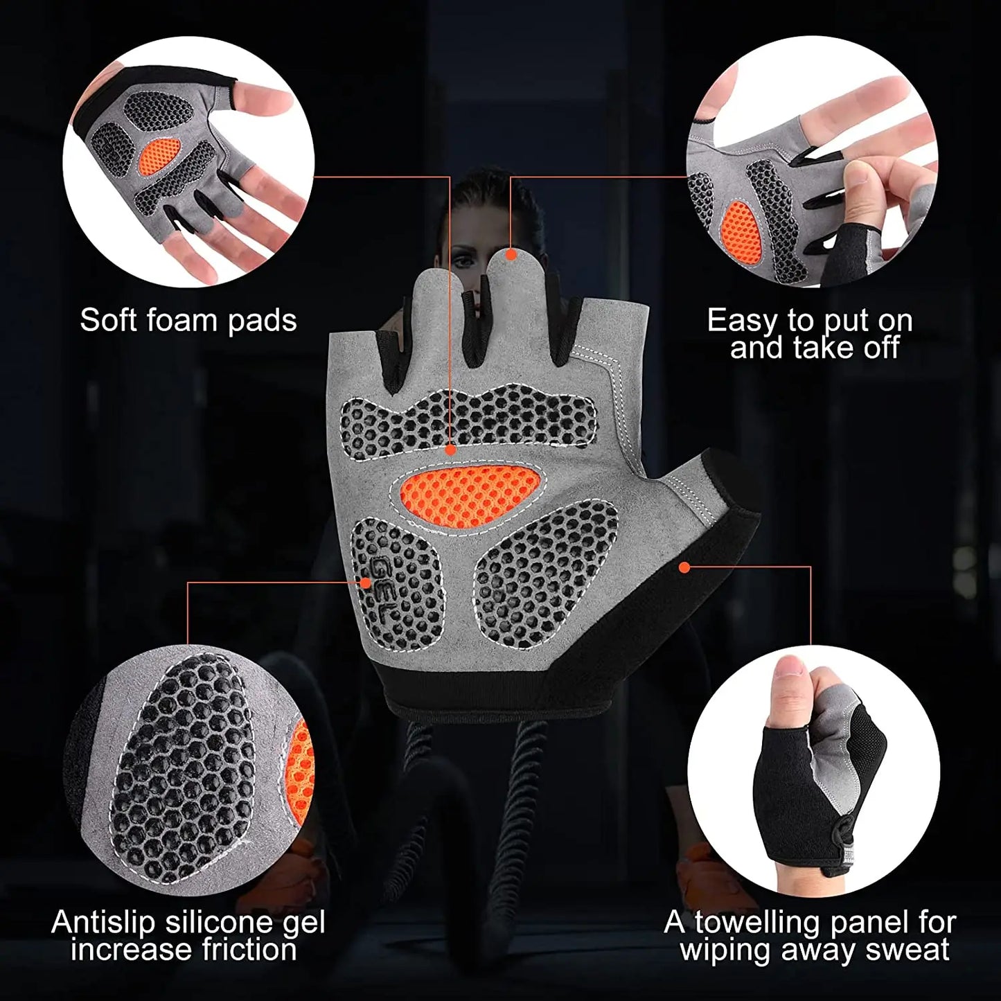 Gym Dumbbell Gloves for Men and Women - Non-Slip, Breathable Half-Finger Weightlifting and Exercise Gloves for Fitness and Cycling