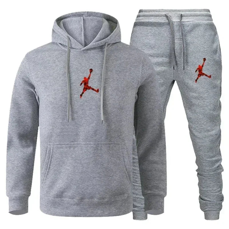 Men's sports suit top+sanitary pants two-piece set fitness jogging sportswear fashion casual street clothing