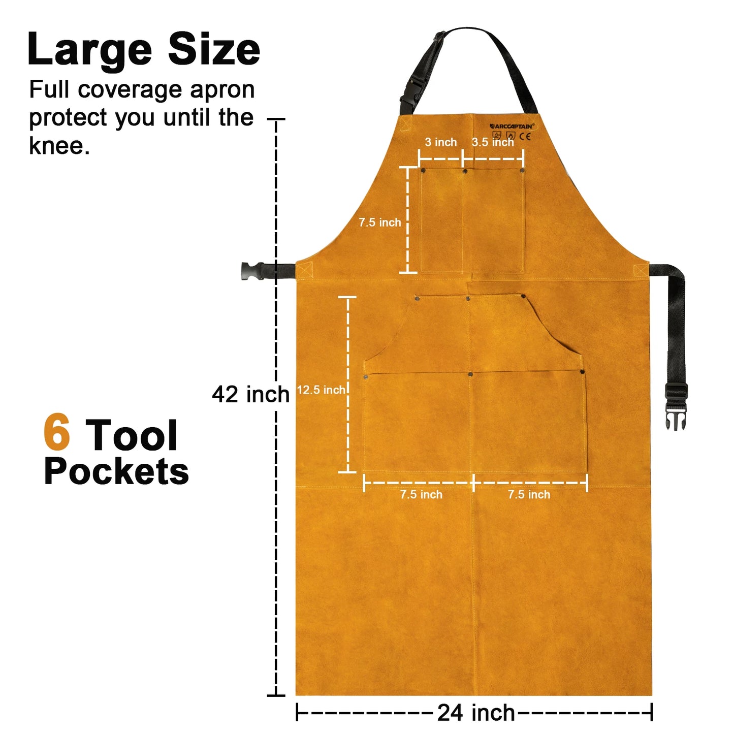 ARCCAPTAIN Welding Leather Apron Carpenter Blacksmith Garden Cowhide Leather Wear-resistant Electric Welder Anti-scalding Apron