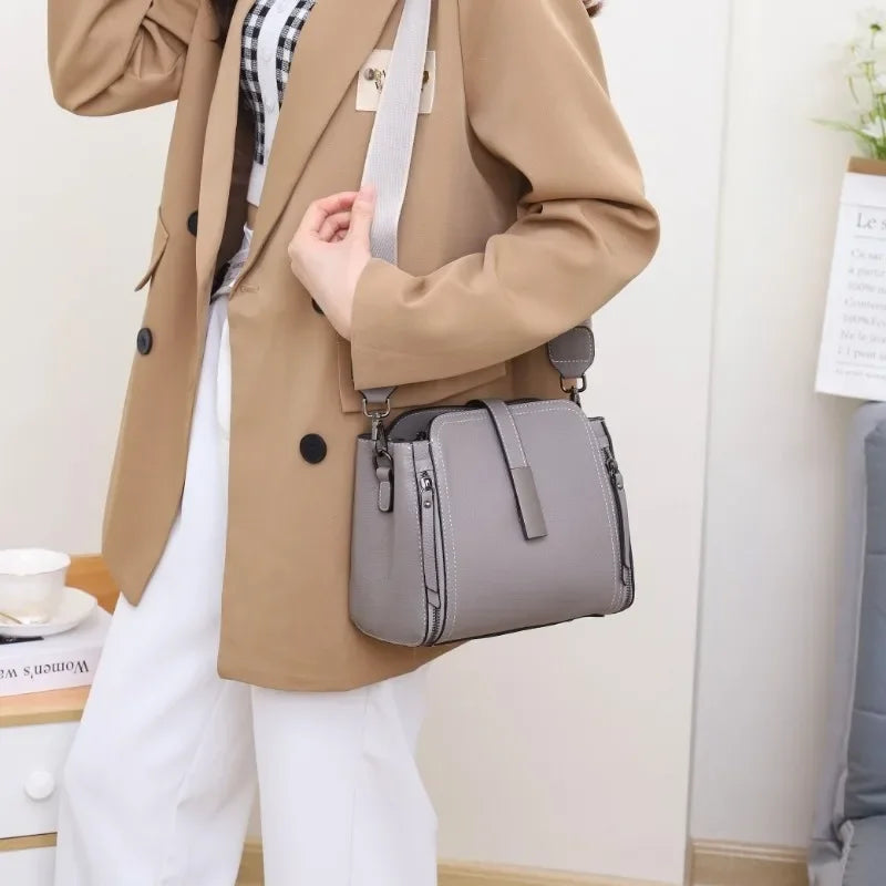 Real Cow Leather 2024 Fashion Women's Handbag High Quality Versatile Shoulder Bag Ladies' Commuting Crossbody Small Bucket Bags