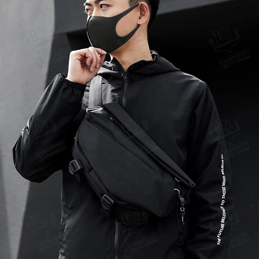 Fashion Waterproof Cross Body Bag Personality Men Novel Messenger Bags Lightweight Minimalist Premium Black Sling Shoulder Bag