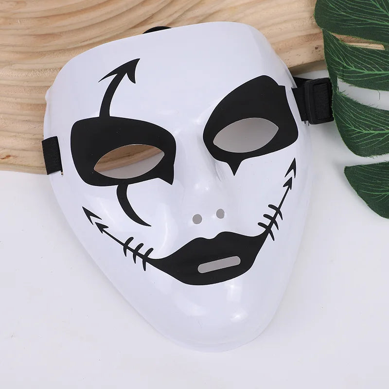 Scary Full Face Mask Halloween Cosplay Props for Vendetta Hacker White Black Face Mask  Anonymous Mask for Men Women