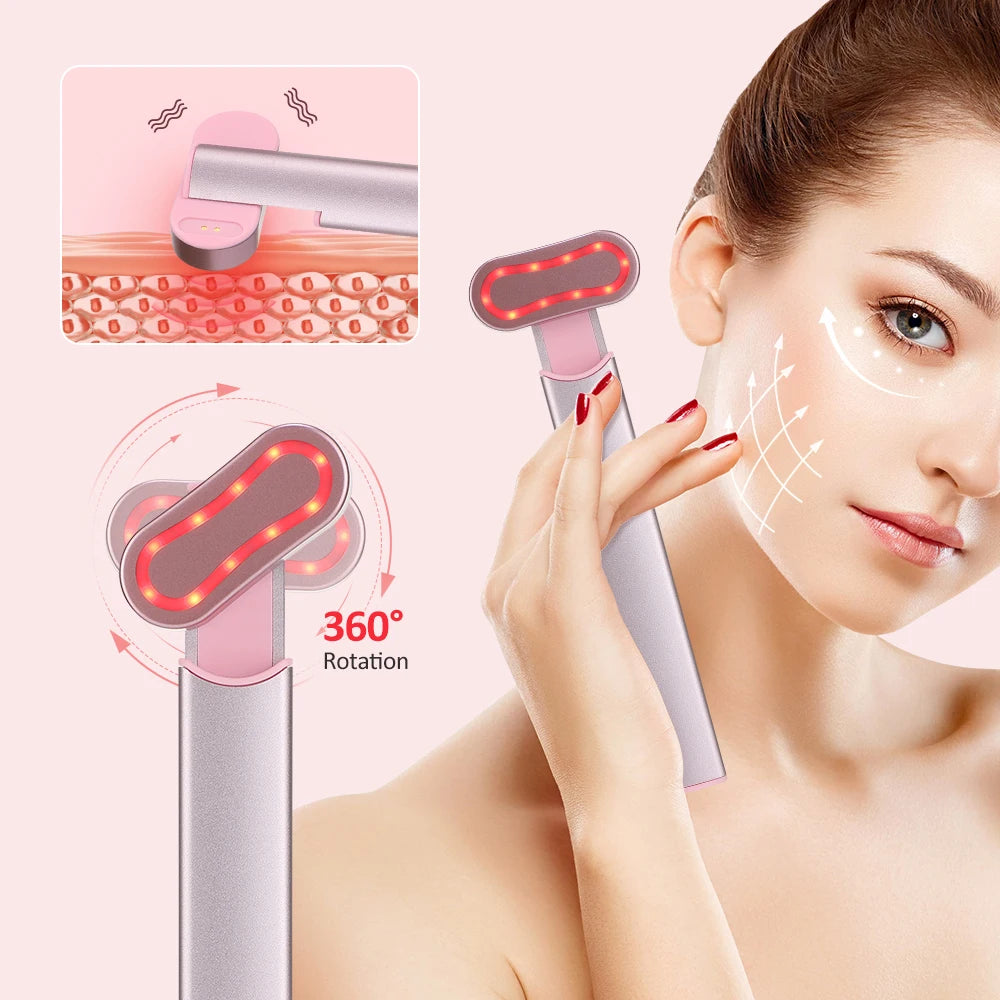 EMS Microcurrent Face Lifting Device Red Light Facial Wand Eye Neck Massager Skin Tightening Anti Wrinkle Skin Care Beauty Tool