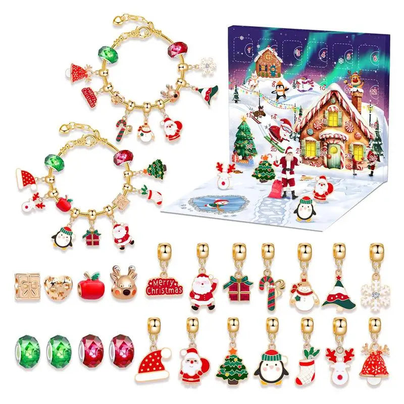 Advent Calendar 2025 New Year 2024 Jewelry Advent Christmas Bracelet For 24 Days Countdown Festive Jewelry Crafting Kit Kid gift