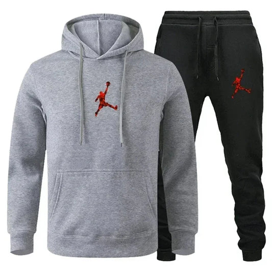 Men's sports suit top+sanitary pants two-piece set fitness jogging sportswear fashion casual street clothing