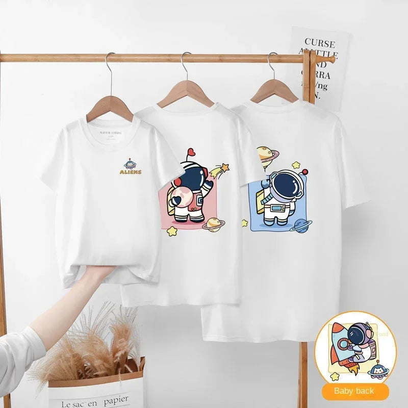 2-12y Summer Parent-child T-shirts Casual Children's Clothing Family matching Outfits Leisure Short Sleeve Top Look kids clothes