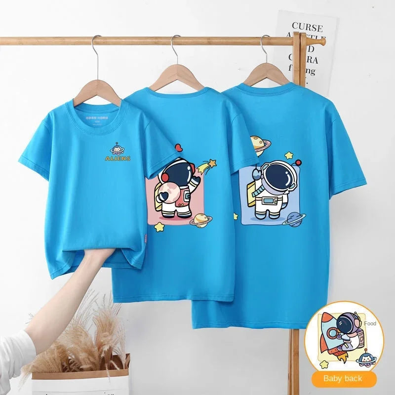 2-12y Summer Parent-child T-shirts Casual Children's Clothing Family matching Outfits Leisure Short Sleeve Top Look kids clothes