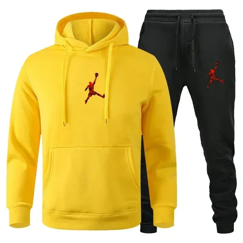 Men's sports suit top+sanitary pants two-piece set fitness jogging sportswear fashion casual street clothing