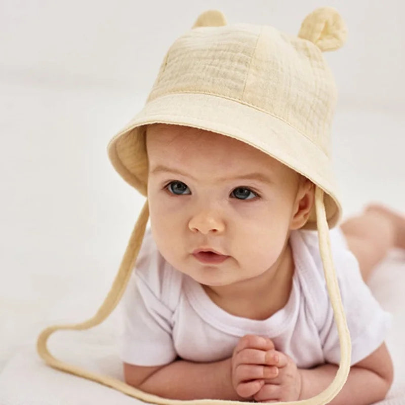 Muslin Baby Bucket Hats for Girls Boys Spring Fall Newborn Hat Cute Print Panama Fisherman Cap Outdoor Infant Caps 3-12 Months