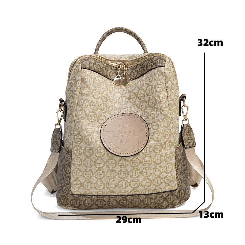 New Famous Women's Retro Print Design Backpack Large Capacity Splash Travel Backpack High Quality PU Leather Shoulder School Bag