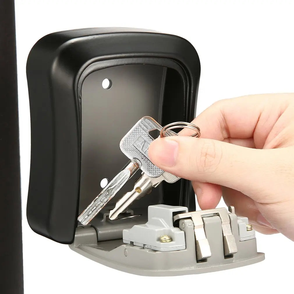 Wall Mount Key Lock Box 4 Digit Password Code Security Lock No Key for Home Office Key Safe Secret Storage Box Organizer