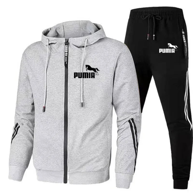 2PCS Design Tracksuit Mens Autumn Winter Hoody Jacket and Sweatpants Casual Print Sports Hoodies Jogging Suit