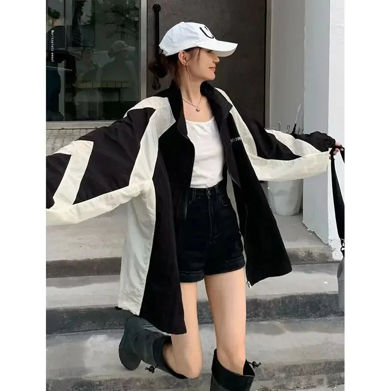 Deeptown Gorpcore Jacket Women Harajuku Fashion Oversize Streetwear Track Jackets Windbreakers Outdoor Causal Thin Outwear Loose