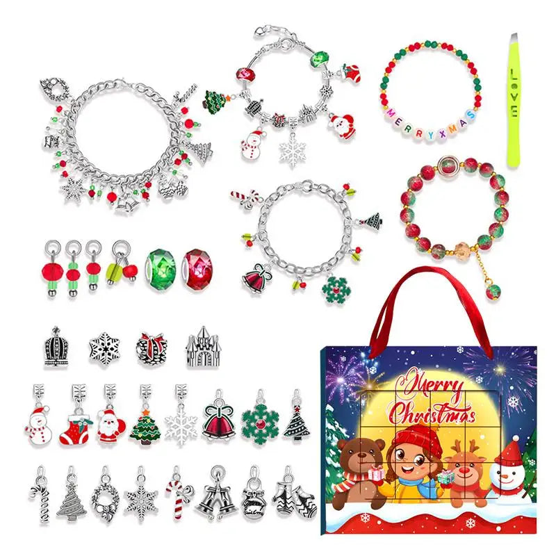 Advent Calendar 2025 New Year 2024 Jewelry Advent Christmas Bracelet For 24 Days Countdown Festive Jewelry Crafting Kit Kid gift