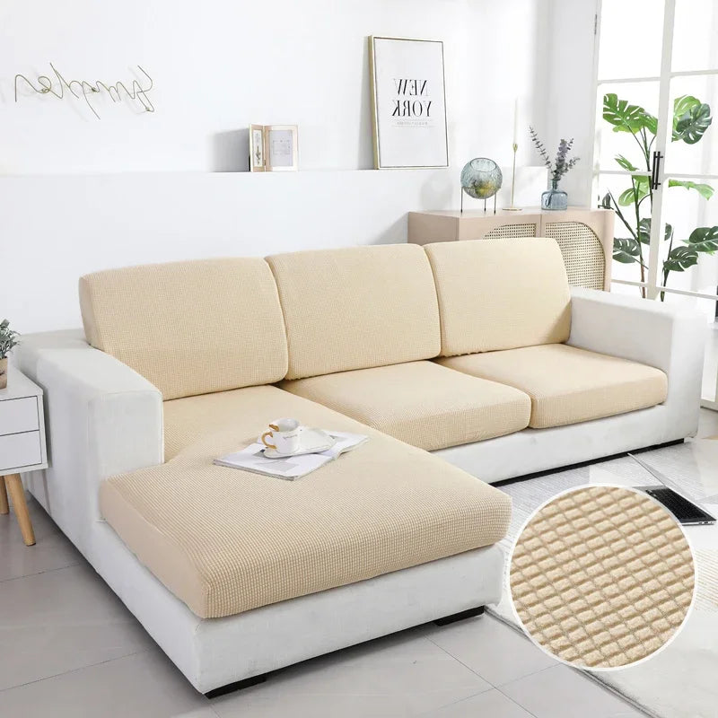 Thick Cushion Cover Fitted Sofa Covers for Living Room Washable Stretch Jacquard Seat Cover Furniture Protector Sectional Sofa