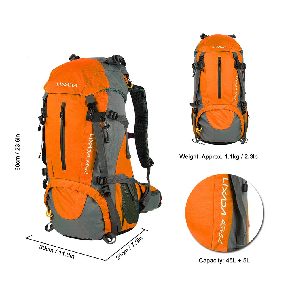 Lixada 50L Outdoor Sport Camping Travel Backpack Pack Cycling  Bag Mountaineering Climbing Backpacking Trekking Bag Rain Cover