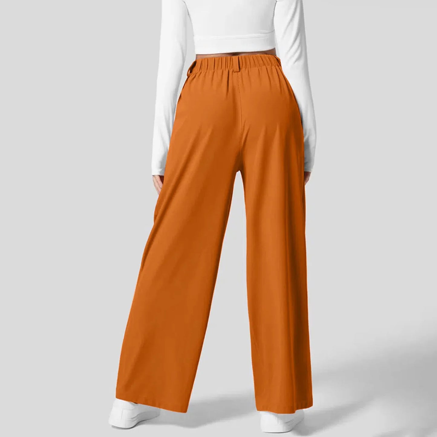 Women Suits Pants High Waist Draped Solid Color Wide Leg Pants Office Lady Business Elastic Palazzo Casual Straight Trousers