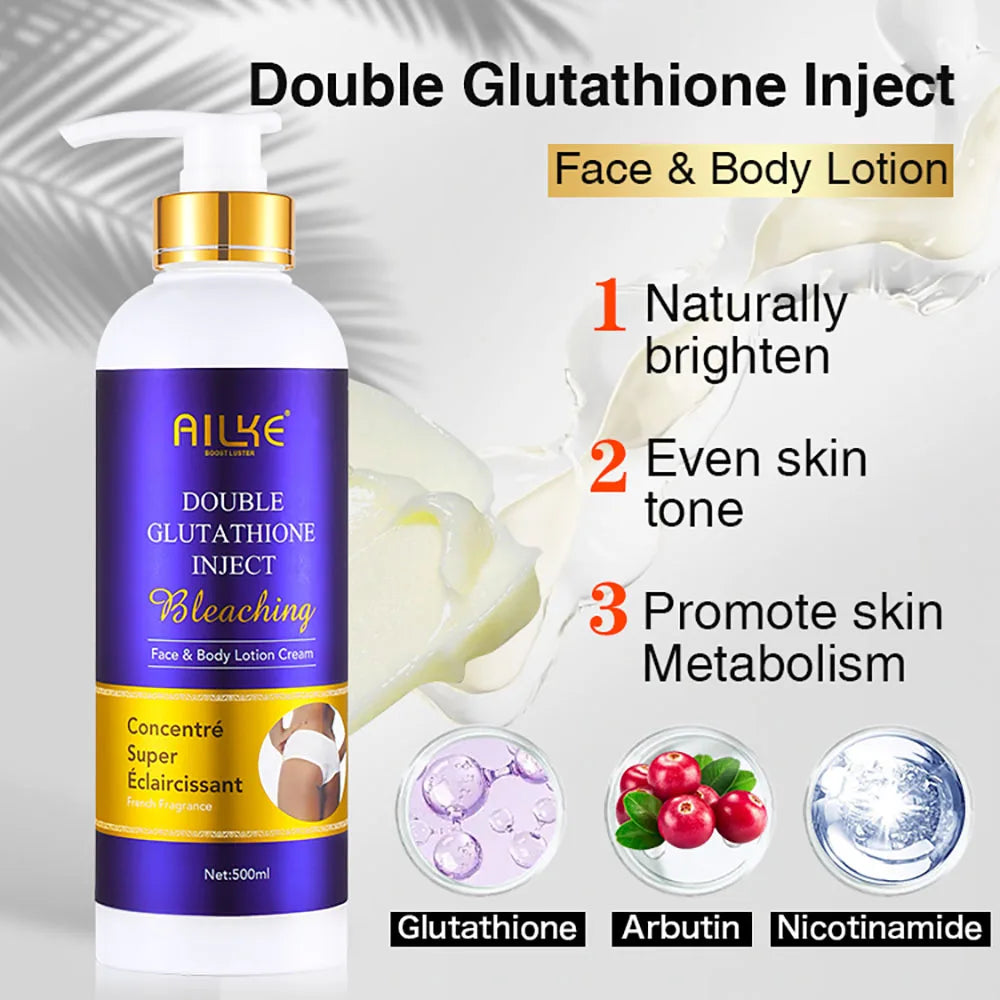 AILKE Double Glutathione Whitening Skin Care, Lightening, Remove Dark Spots, Skin Radiant, Moisturizing, Hydrating, Smooth