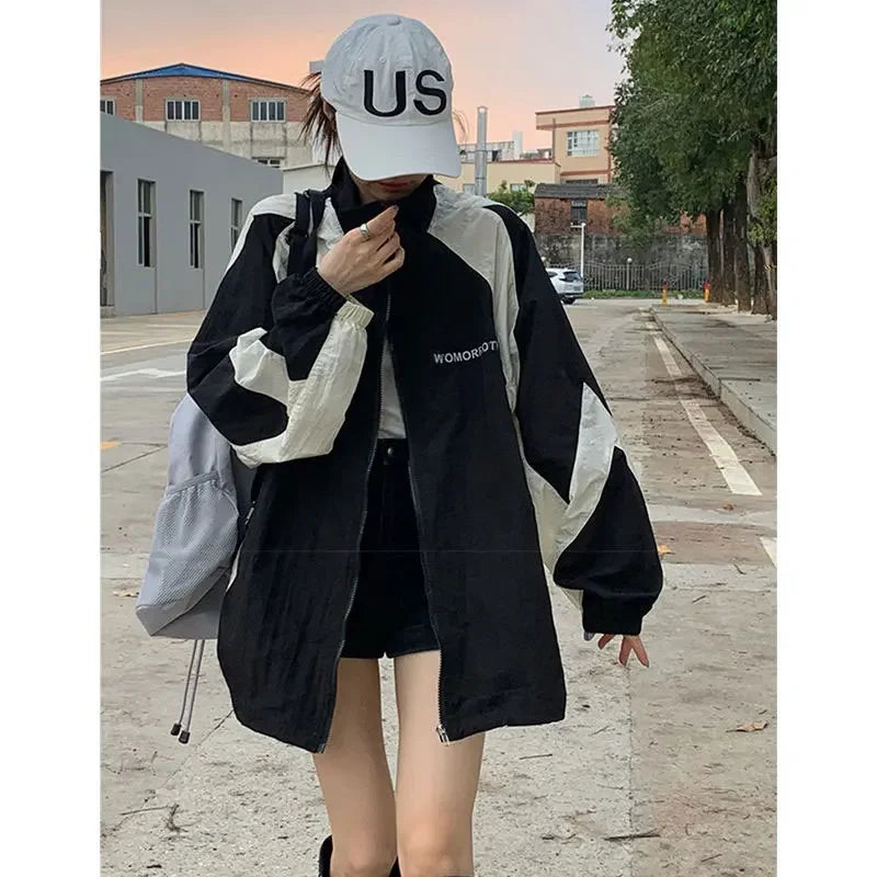 Deeptown Gorpcore Jacket Women Harajuku Fashion Oversize Streetwear Track Jackets Windbreakers Outdoor Causal Thin Outwear Loose