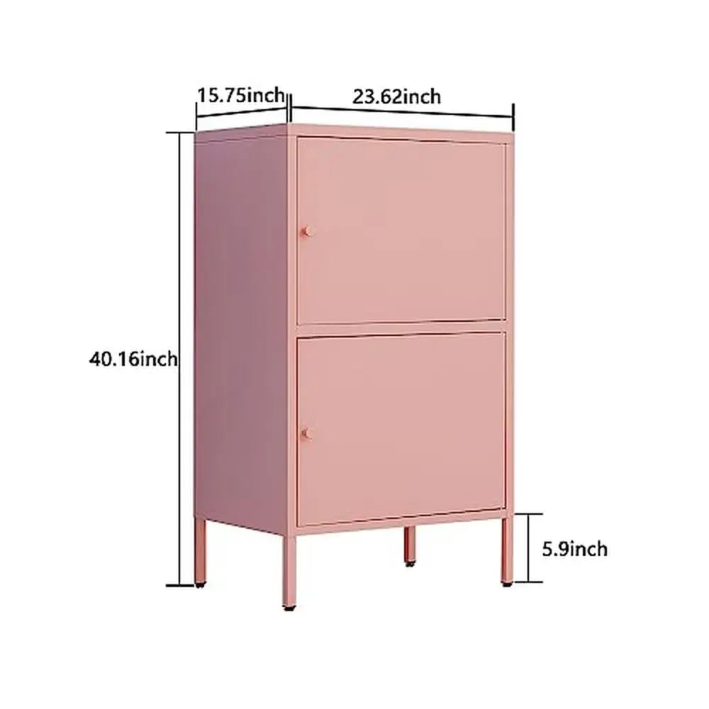 Metal Storage Cabinet 2 Door Standing Organizer Bedroom Living Room Home Hotel Office Garage Kitchen Help Solve  Problem