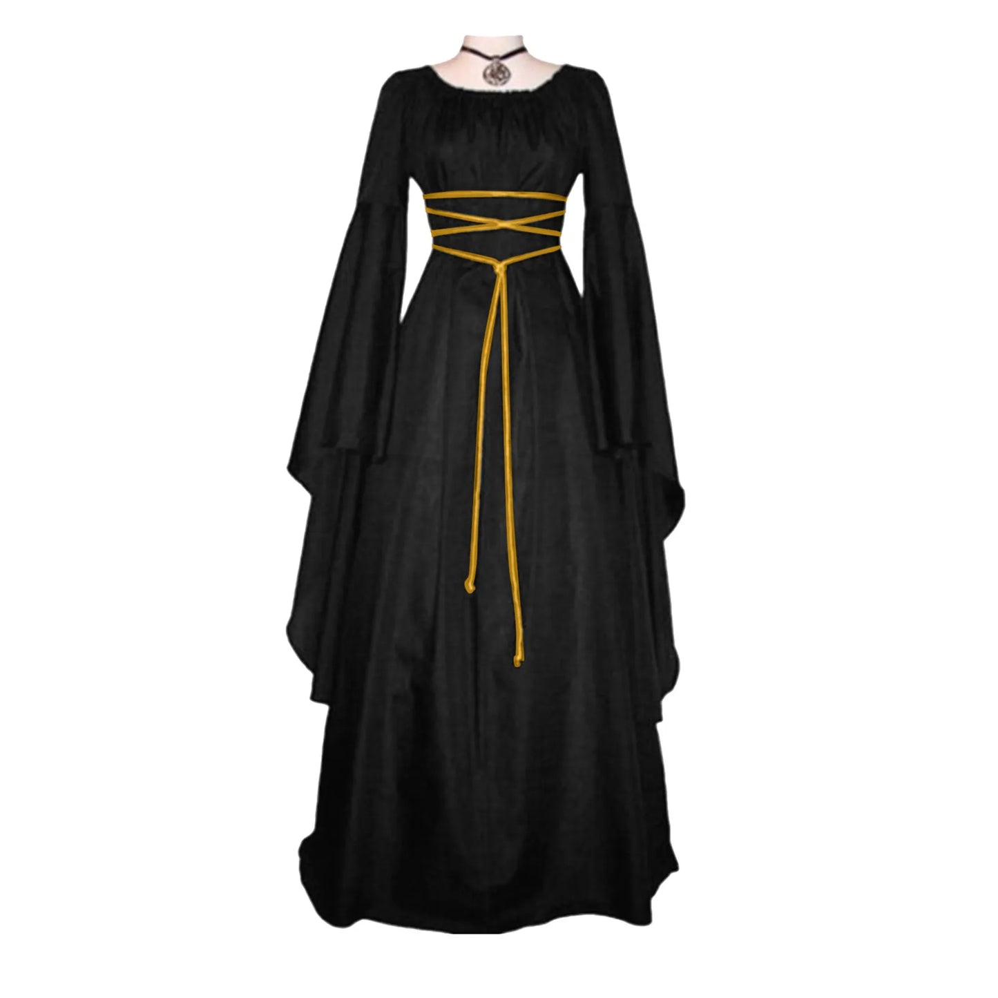 Medieval Gothic Dark Style Retro Cosplay Long-sleeved Elegant Dress Party Halloween Renaissance-Queen Costumes for Women