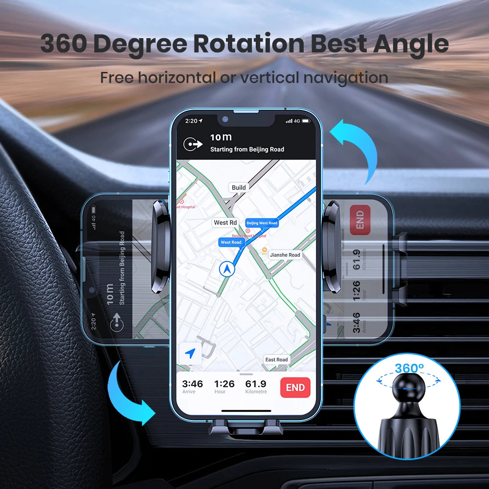 TOPK Car Phone Holder Mount Air Vent Cell Phone Holder for Car Hands Free Easy Clamp Cradle in Vehicle Fit All 4" to 7" Phone