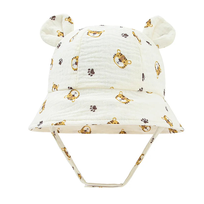 Muslin Baby Bucket Hats for Girls Boys Spring Fall Newborn Hat Cute Print Panama Fisherman Cap Outdoor Infant Caps 3-12 Months