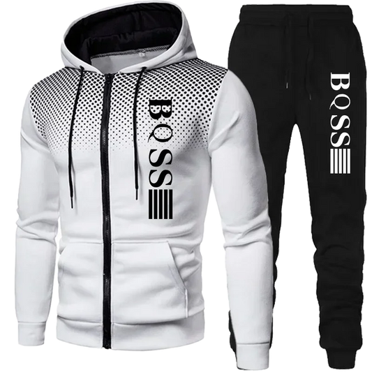 2024 New Men's Clothing Sweatshirt Suit Fall Winter Zipper Suit Hooded Sweater Pants Men's Tracksuit Cardigan Two Piece Set