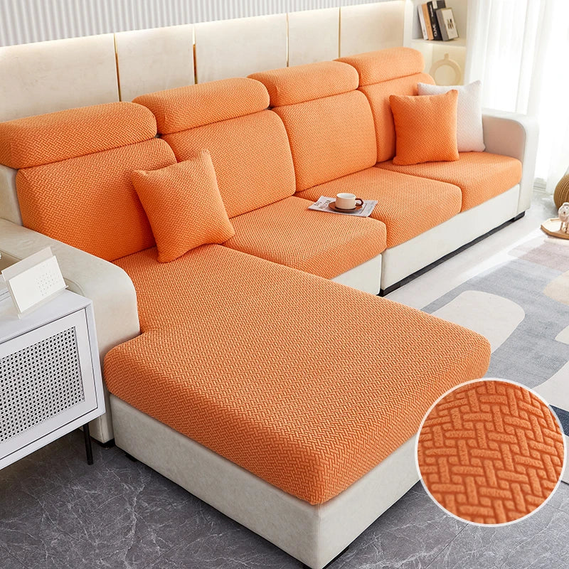 Thick Cushion Cover Fitted Sofa Covers for Living Room Washable Stretch Jacquard Seat Cover Furniture Protector Sectional Sofa