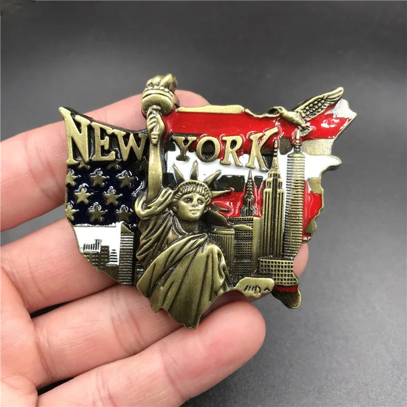 Metal 3d fridge magnets refrigerator pasted American eagle Jerusalem Israel London bus new york paris Souvenirs home decoration