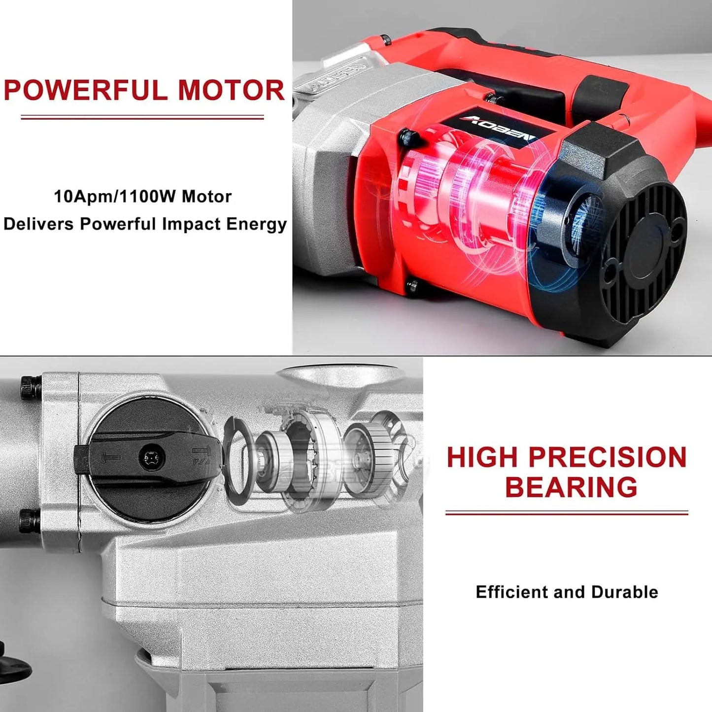 1-1/4 Inch SDS-Plus Rotary Hammer Drill with Vibration Control and Safety Clutch10 Amp Heavy Duty Demolition Hammer